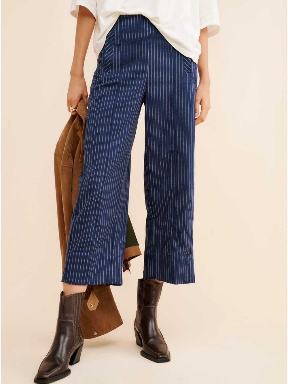 FREE PEOPLE Acadia Printed Trousers in Blue Combo SZ 0